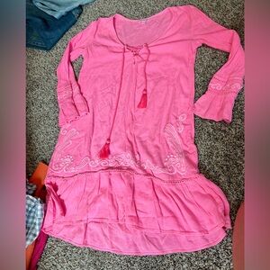 Lilly Pulitzer Pink Embroidered Swim Coverup Tunic